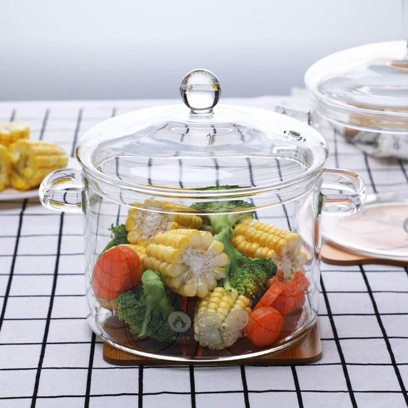 Miecux Glass Saucepan - 2.3L/78OZ Glass Saucepan Heat-Resistant Borosilicate Glass Handmade Cookware Set stovetop Pot - Safe for Pasta Noodle, Soup, Milk, Tea,salad (2.3L/78OZ) - Image 5